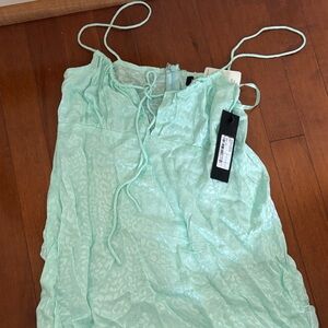 Motel Rocks Mint Green Leopard Spaghetti Strap Dress